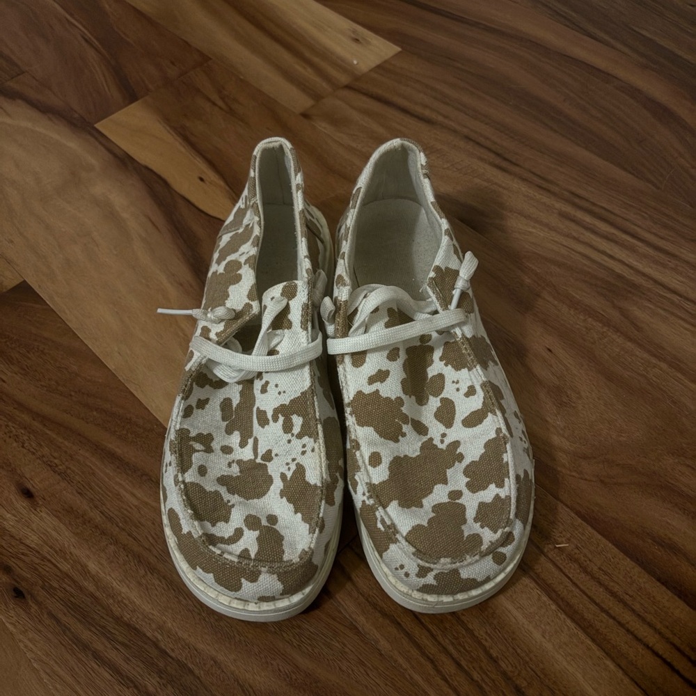 Brown and White Patterned Sneakers